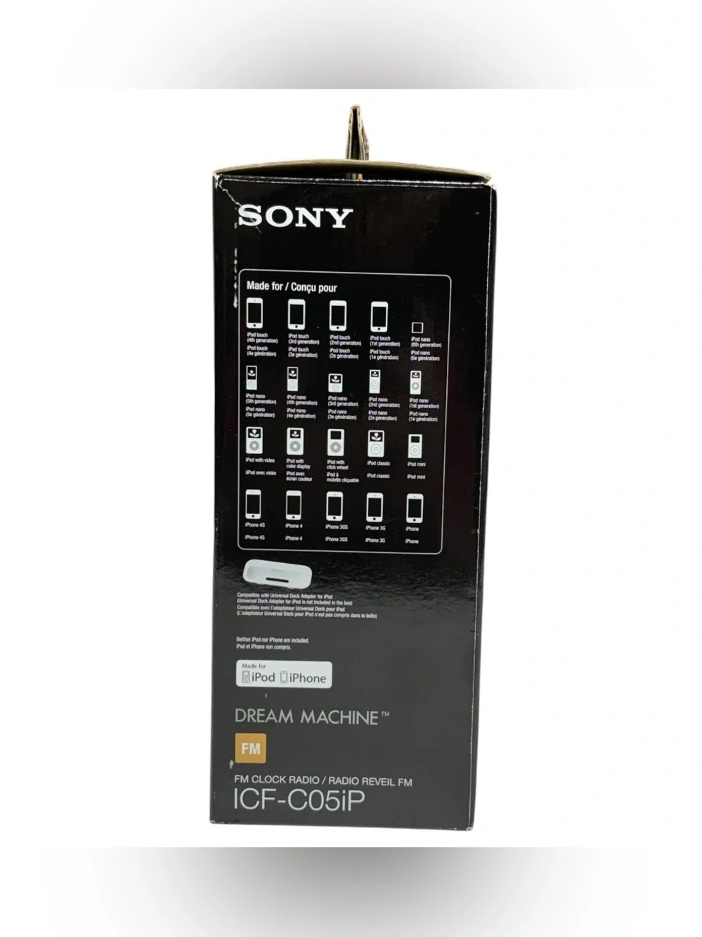 Sony Dream Machine ICF-C05iP Clock Radio Speaker Dock Black New 30-Pin Legacy